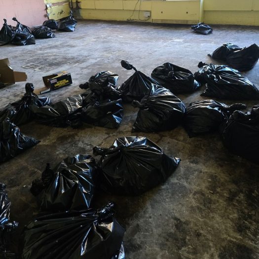 C2G Environmental technician bagged asbestos tile for removal